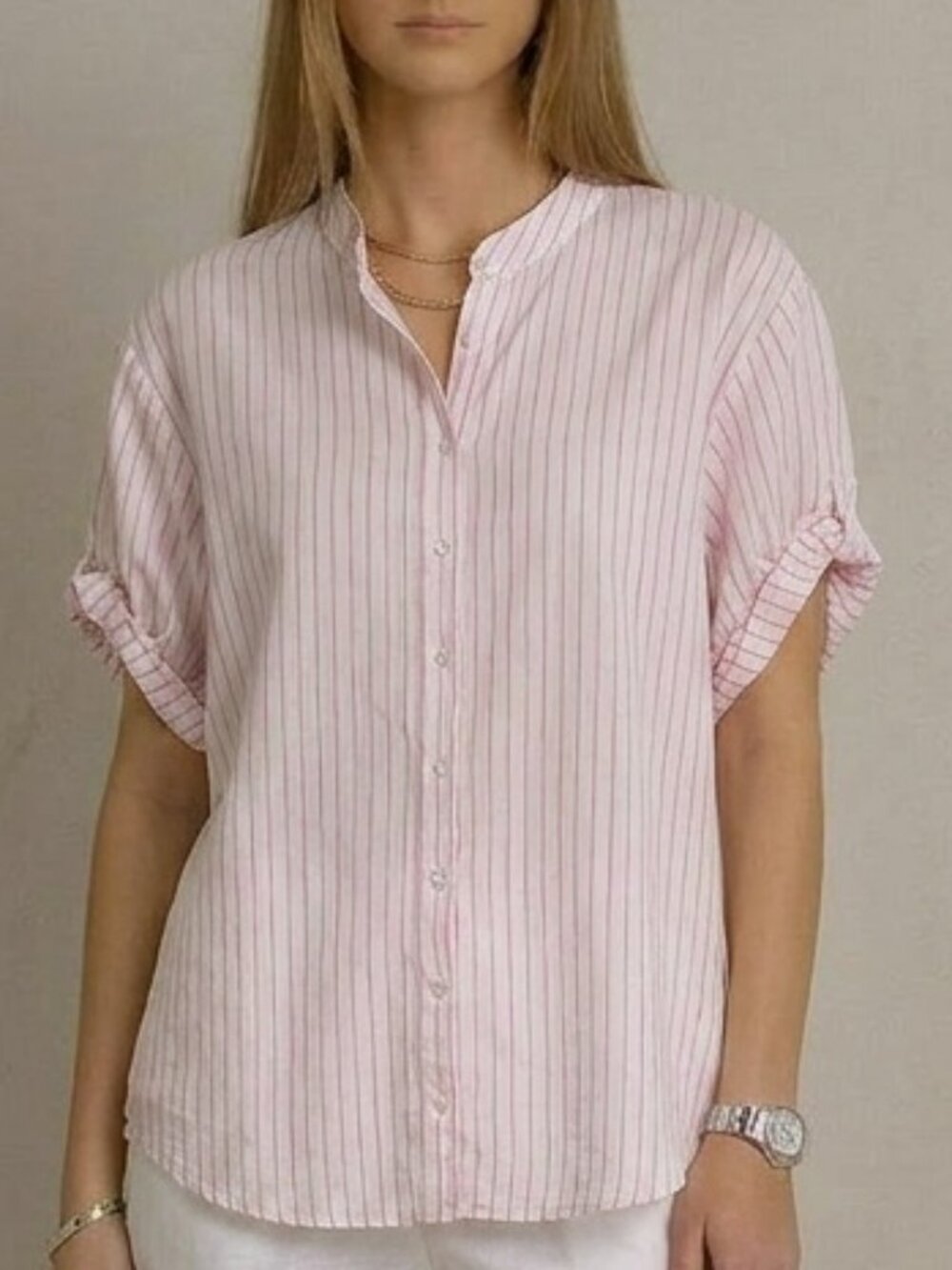 Xirena 100% Cotton Striped Blouse Size L